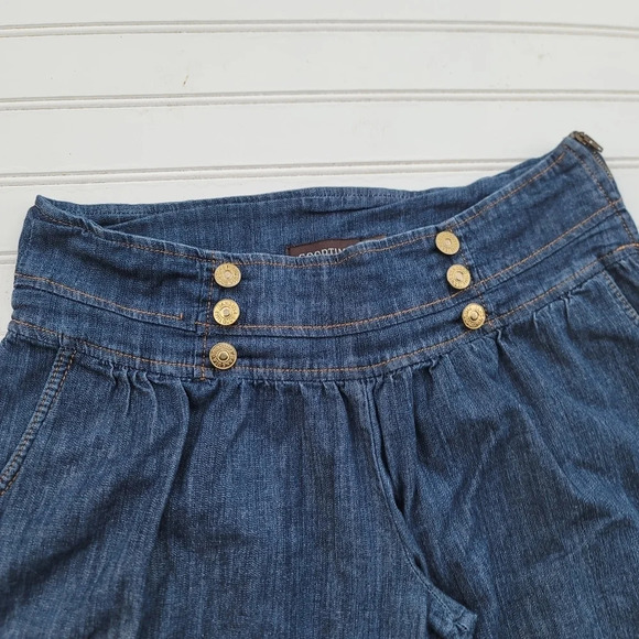 Goodtime Womens Cropped Capri Jeans Medium Wash Flap Pockets Detail Baloon Sz M - Picture 9 of 10
